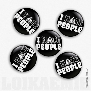 Button I Hate People Black